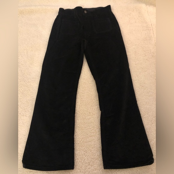 J. Crew Billie Demi Boot Crop Black Velvet Pants Size 26 - Picture 4 of 10